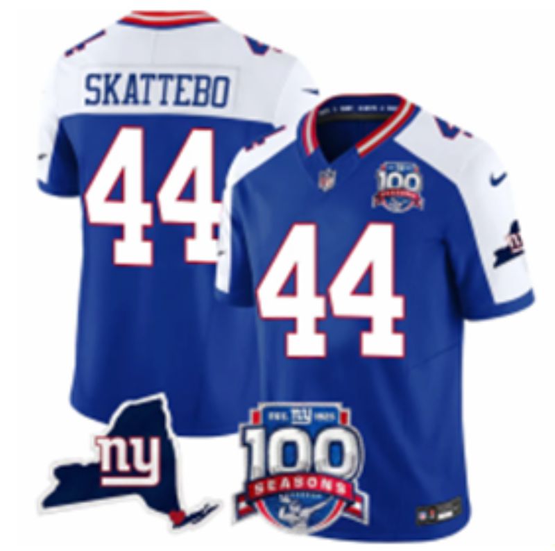 Men 2025 Nike New York Giants #44 Skattebo Blue Throwback 3th generation Limited NFL Jersey 007->new york giants->NFL Jersey